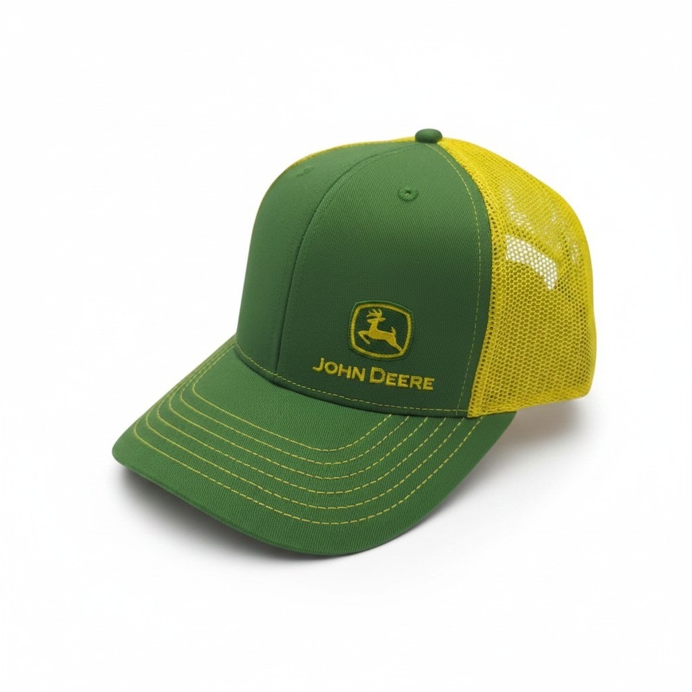 John Deere Green and Yellow‎ Mesh Trucker Snapback Hat OSFM